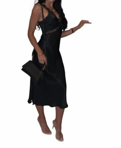 Lucy Paris Camille Lace Midi Dress In Black