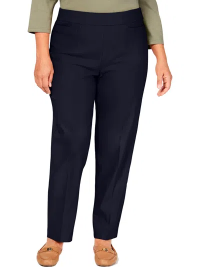 Alfred Dunner Plus Womens Slimming Stretch Dress Pants In Blue