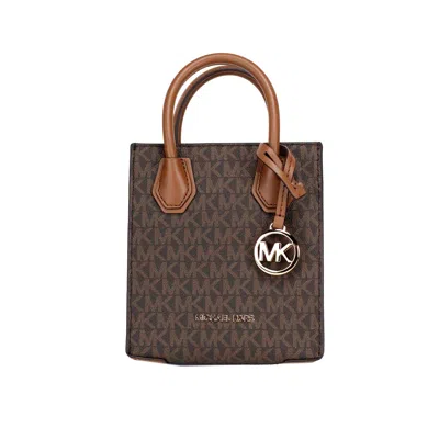 Michael Kors Mercer Xs Signature Pvc North South Shopper Crossbody Women's Bag In Multi
