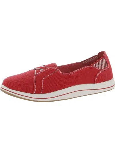 Clarks Breeze Skip Womens Canvas Slip On Boat Shoes In Red