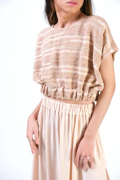 Tonle Srey Handwoven Cinched Top In Blush In Pink