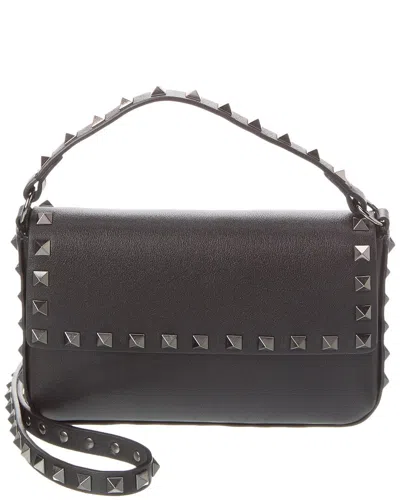 Valentino Garavani Valentino Rockstud Grainy Leather Crossbody In Black