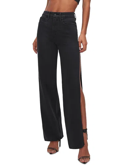 Good American Womens High Rise Side Slit High-waist Jeans In Black