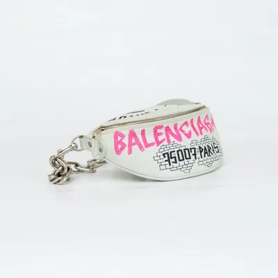 Pre-owned Balenciaga Agneau Graffiti All Over Souveniers Belt Bag White Multicolor