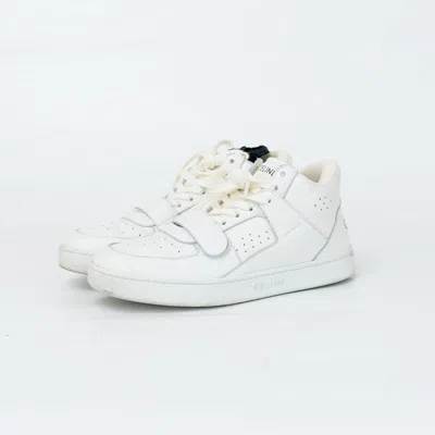Pre-owned Celine Ct-02 High Top Sneakers In White Calf Leather, 38