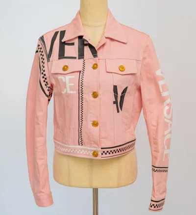 Pre-owned Versace Pink Denim Crop Jacket