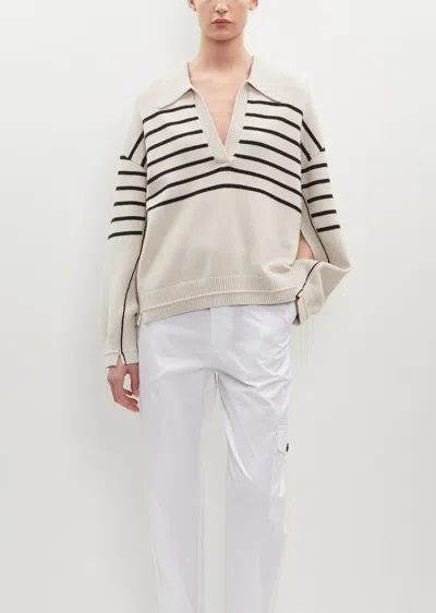 Maria Mcmanus Cashmere Blend Jersey Collar Sweater In Crema Stripe