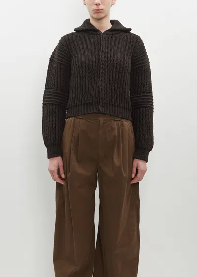 Lemaire Chunky Cardigan With Snaps In Dark Espresso