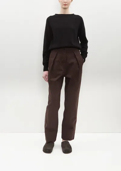 Mhl By Margaret Howell Cinch Back Cotton Trouser In Brown