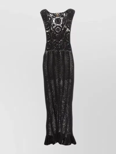Akoia Swim Azul Crocheted Cotton Maxi Dress In Black