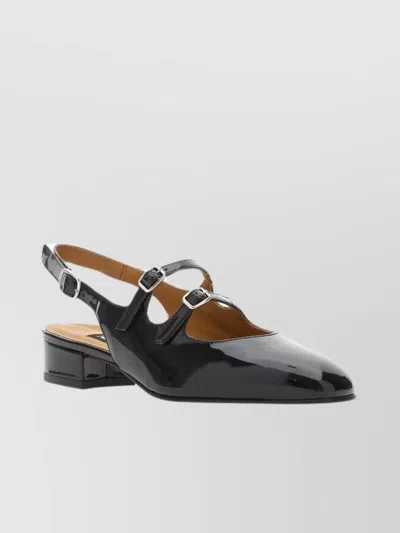 Carel Paris Black Slingback Mary Janes With Block Heel In Patent Leather Woman In Nero
