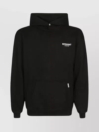 Represent Logo-print Cotton Hoodie In Black