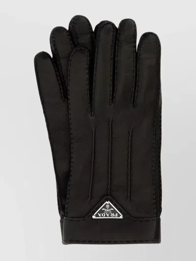 Prada Nappa Leather Gloves Featuring Stitched Detailing