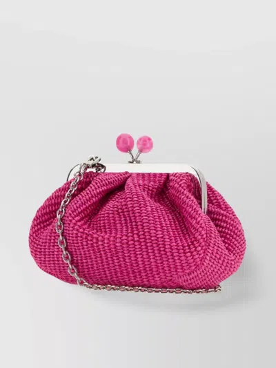 Weekend Max Mara Raffia Palmas Clutch Metal Chain