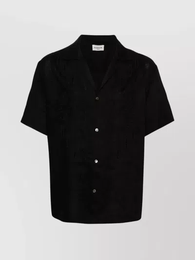 P.a.r.o.s.h Floral-embroidery Linen Shirt In Black