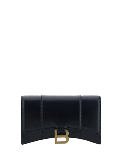 Balenciaga Hourglass Chain Wallet In Black