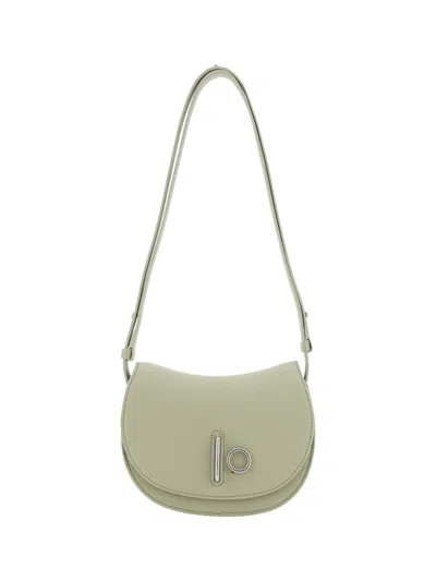 Burberry Mini Rocking Horse Leather Shoulder Bag In Green,silver