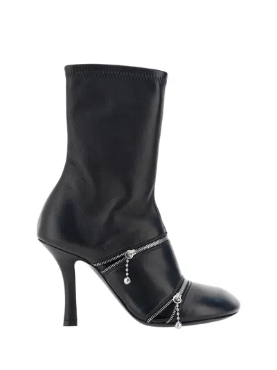 Burberry Women Peep Heeled Ankle Boots In Black