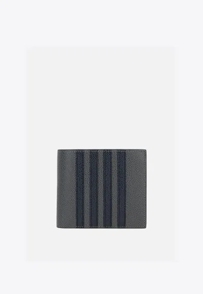 Thom Browne 4-bar Stripe Bi-fold Leather Wallet In Grey