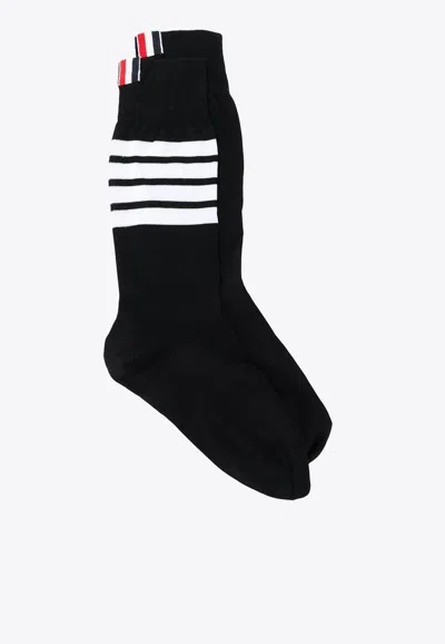 Thom Browne 4-bar Stripe Mid-calf Socks In Black