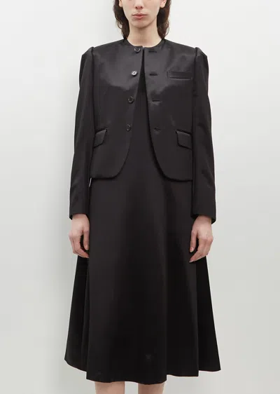 Noir By Kei Ninomiya Collarless Satin Jacket In 1-black