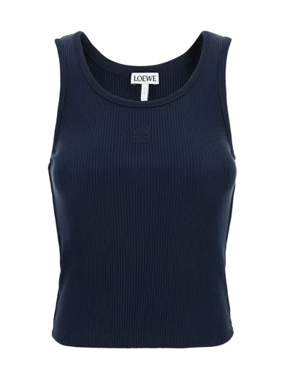 Loewe Logo Embroidered Tank Top In Blue