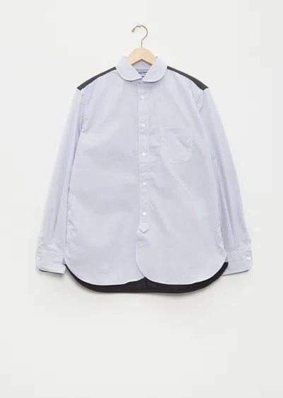 Junya Watanabe Cotton Broad Stripe X Nylon Ripstop Shirt In White/blue/navy X Black