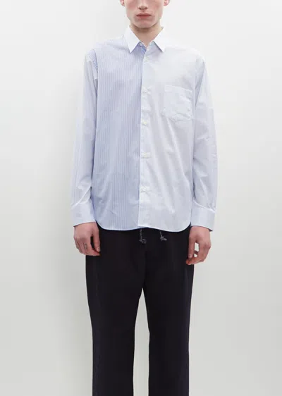 Comme Des Garçons Homme Deux Cotton Double Stripes Shirt In White / Sax / Navy