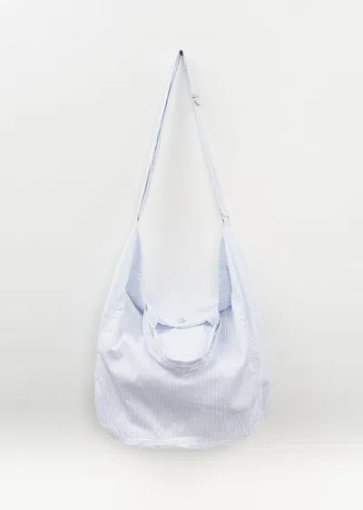 Comme Des Garçons Homme Deux Cotton Stripe Tote Bag In White / Blue