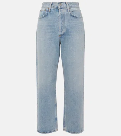 Agolde 90's Crop Mid-rise Straight Jeans In Blue