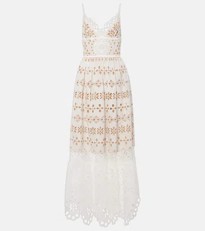 Elie Saab Bridal Cotton Lace Gown In Powder White