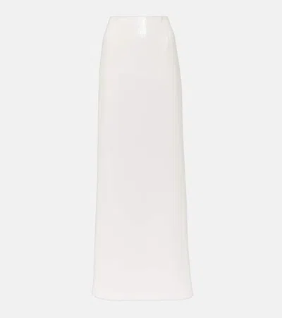 Galvan Bridal Beating Heart Sequined Maxi Skirt In Off White