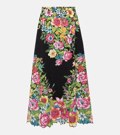 Etro Floral Cotton Maxi Skirt In Multi