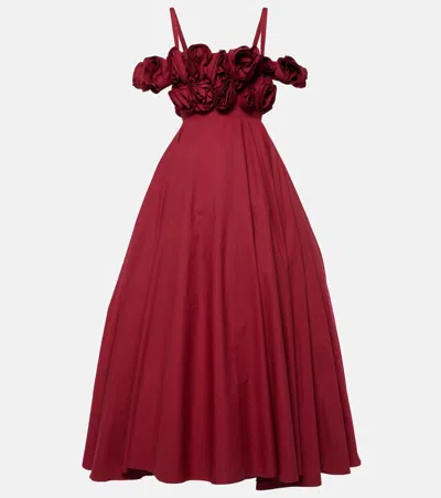 Giambattista Valli Floral-appliqué Cotton Gown In Red