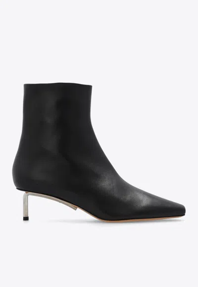 Off-white Allen 100mm Leather Ankle Boots In Black