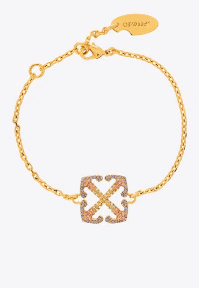 Off-white Arrows Crystal-embellished Bracelet In Gold