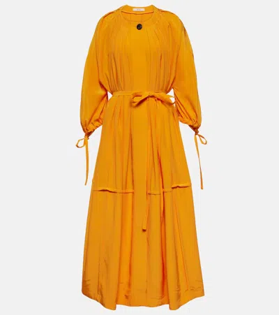 Co Long-sleeve Belted Bubble Maxi Dress In Orange