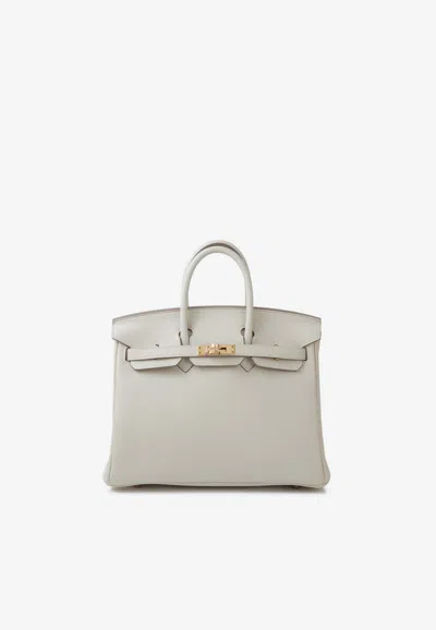 Hermes Birkin 25 In Craie Togo Leather With Rose Gold Hardware