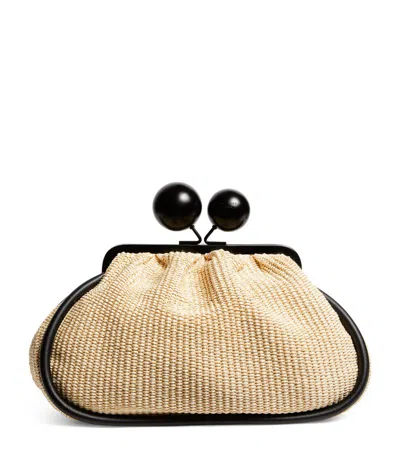 Weekend Max Mara Large Woven Pasticcino Clutch Bag In Ivory