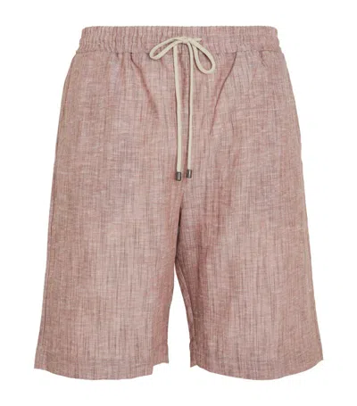 Zimmerli Linen-blend Drawstring Shorts In Burgundy