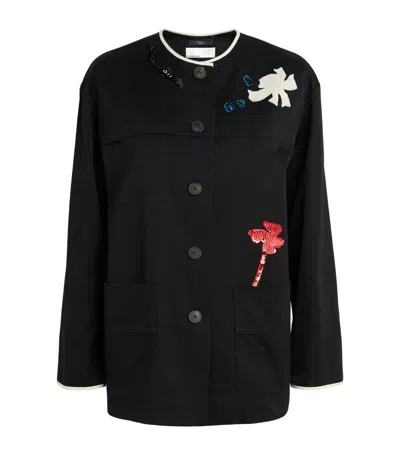 Weekend Max Mara Cotton Embellished Jacket In Black