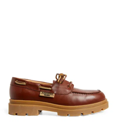 Weekend Max Mara Leather Moccasin Loafers In Brown