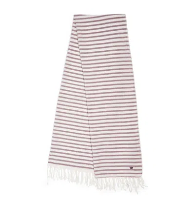 Weekend Max Mara Cotton Striped Scarf In Yellow