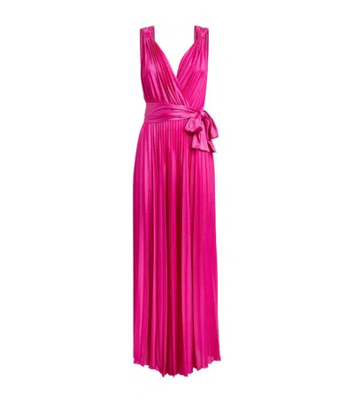 Max & Co Pleated Maxi Dress In Pink