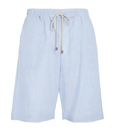Zimmerli Linen-blend Drawstring Shorts In Blue