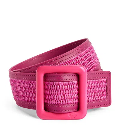 Weekend Max Mara Raffia-leather Belt In Pink
