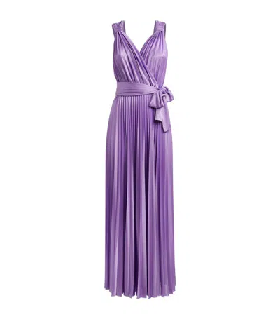 Max & Co Pleated Maxi Dress In Purple