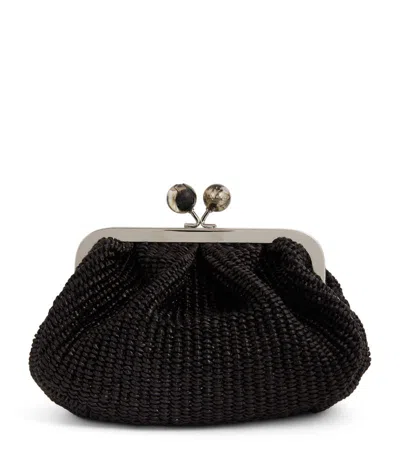 Weekend Max Mara Small Woven Pasticcino Clutch Bag In Black