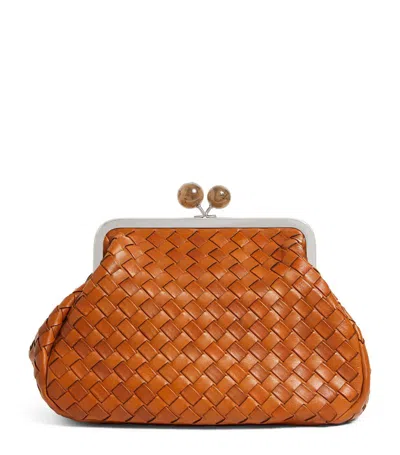 Weekend Max Mara Pancia Woven Leather Clutch In Brown