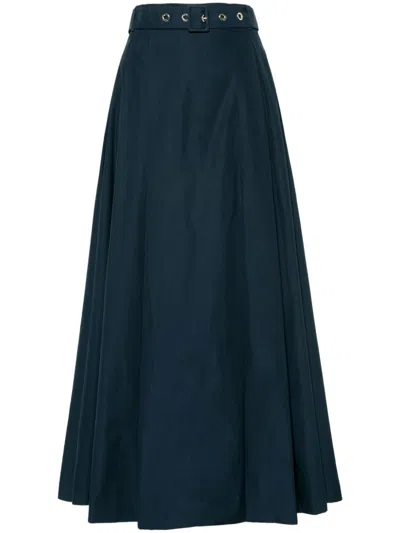's Max Mara Belted Pleated Skirt In Blue